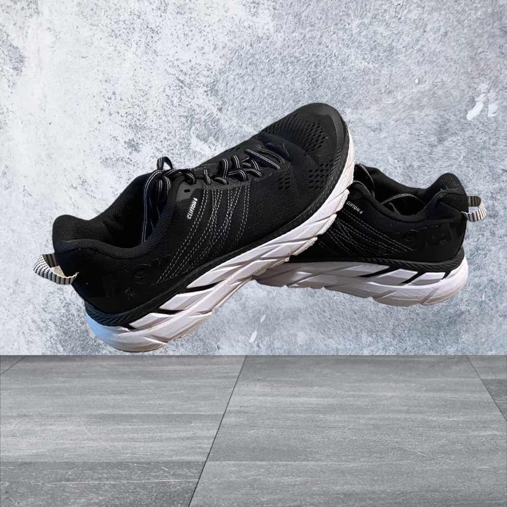 Hoka One One Clifton 6 Black White Women Running Shoes 1102873 BWHT Size 7.5 - Picture 12 of 16